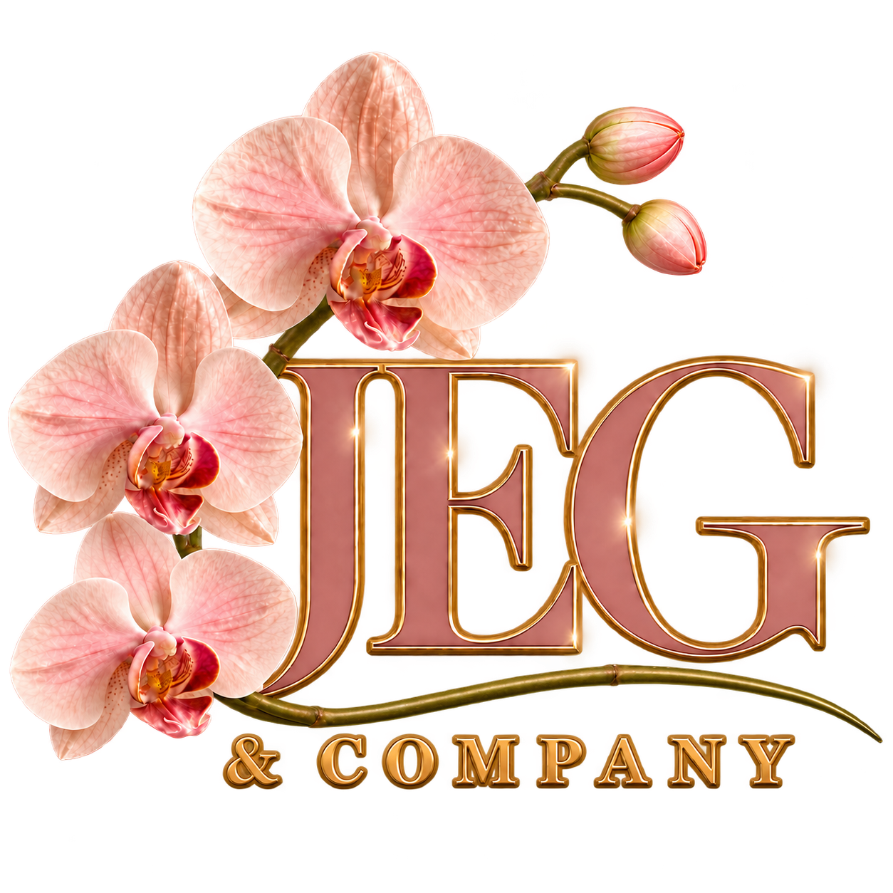JEG & Company logo with realistic blush orchids